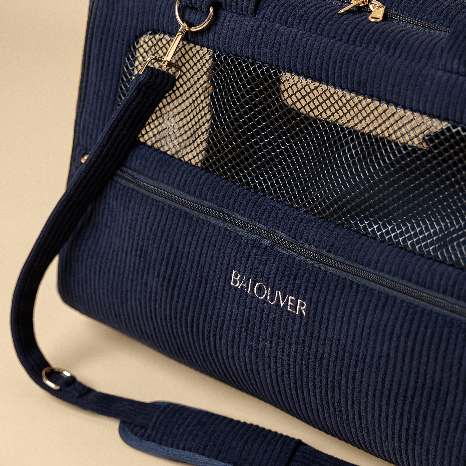  Hundetasche 55x40x23 cm von BALOUVER in tiefblau mit Netzfenster und praktischem Design mit Hundeleinehalterung