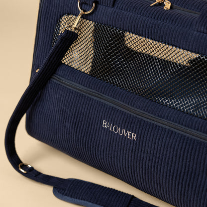  Hundetasche 55x40x23 cm von BALOUVER in tiefblau mit Netzfenster und praktischem Design mit Hundeleinehalterung