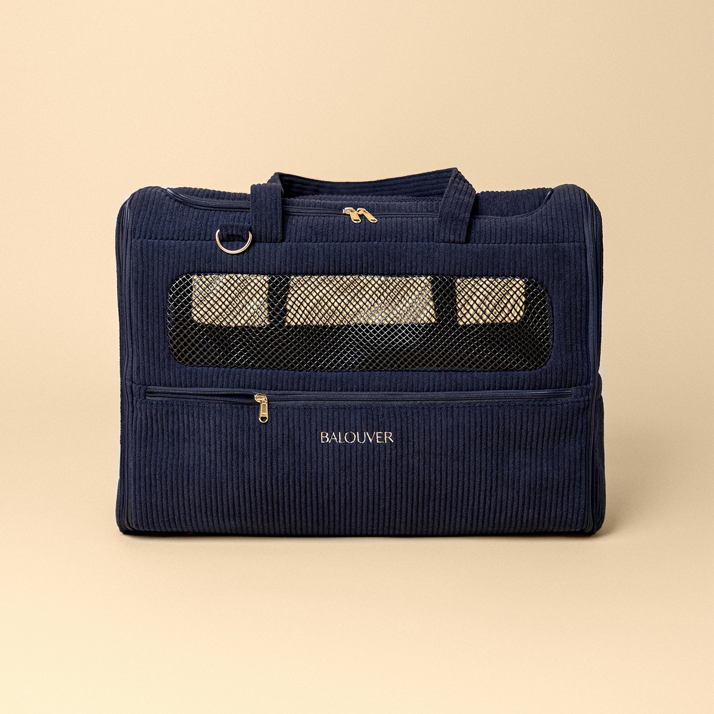 Hundetasche 55x40x23 cm von BALOUVER in tiefblau mit Netzfenster und praktischem Design.
