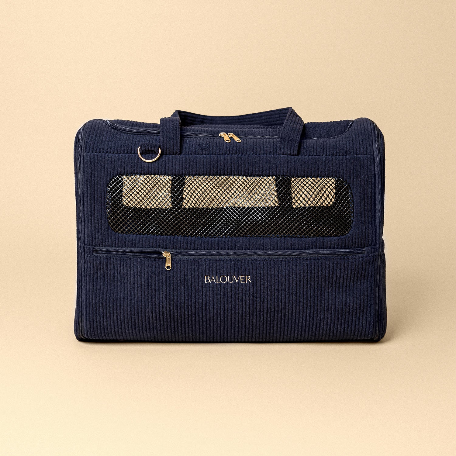 Hundetasche 55x40x23 cm von BALOUVER in tiefblau mit Netzfenster und praktischem Design.