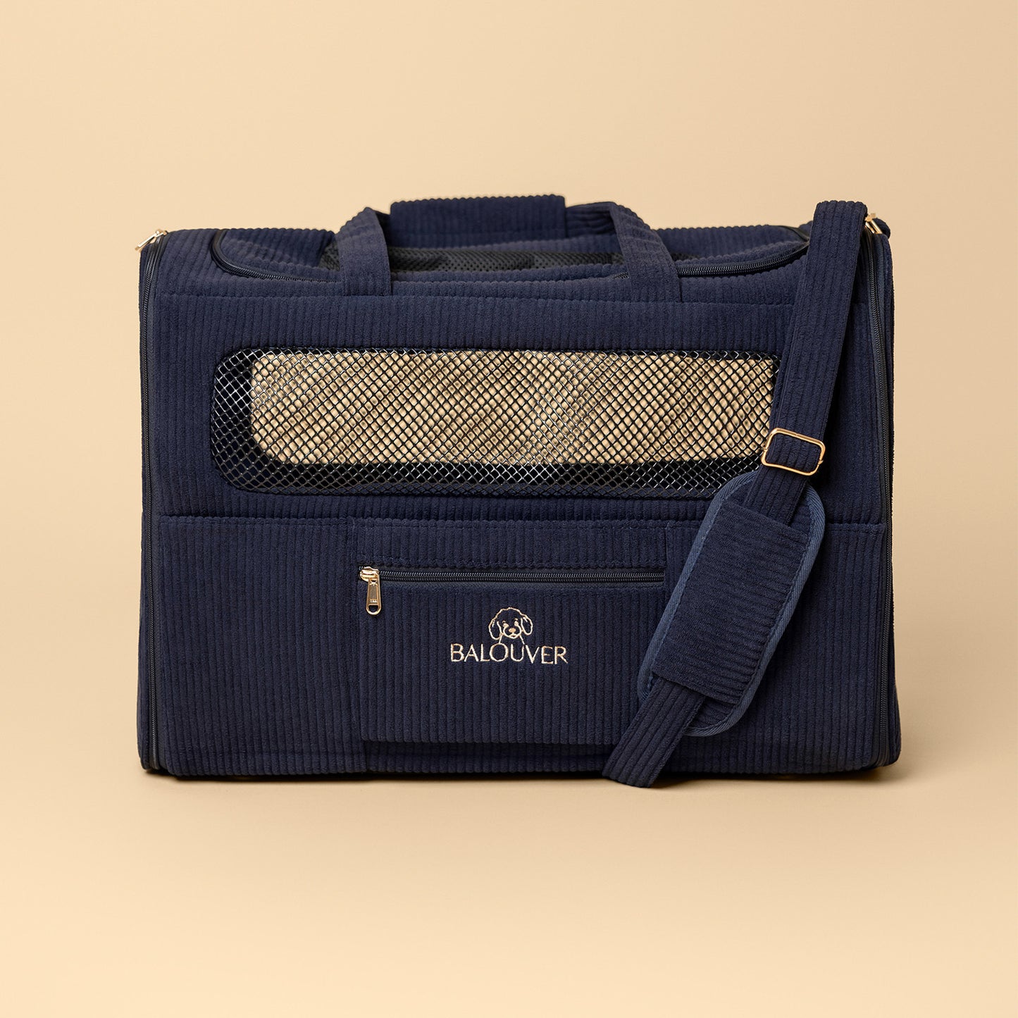 Hundetasche 55x40x23 cm von BALOUVER in Deep Sea Blue für sichere Reisen mit Haustieren