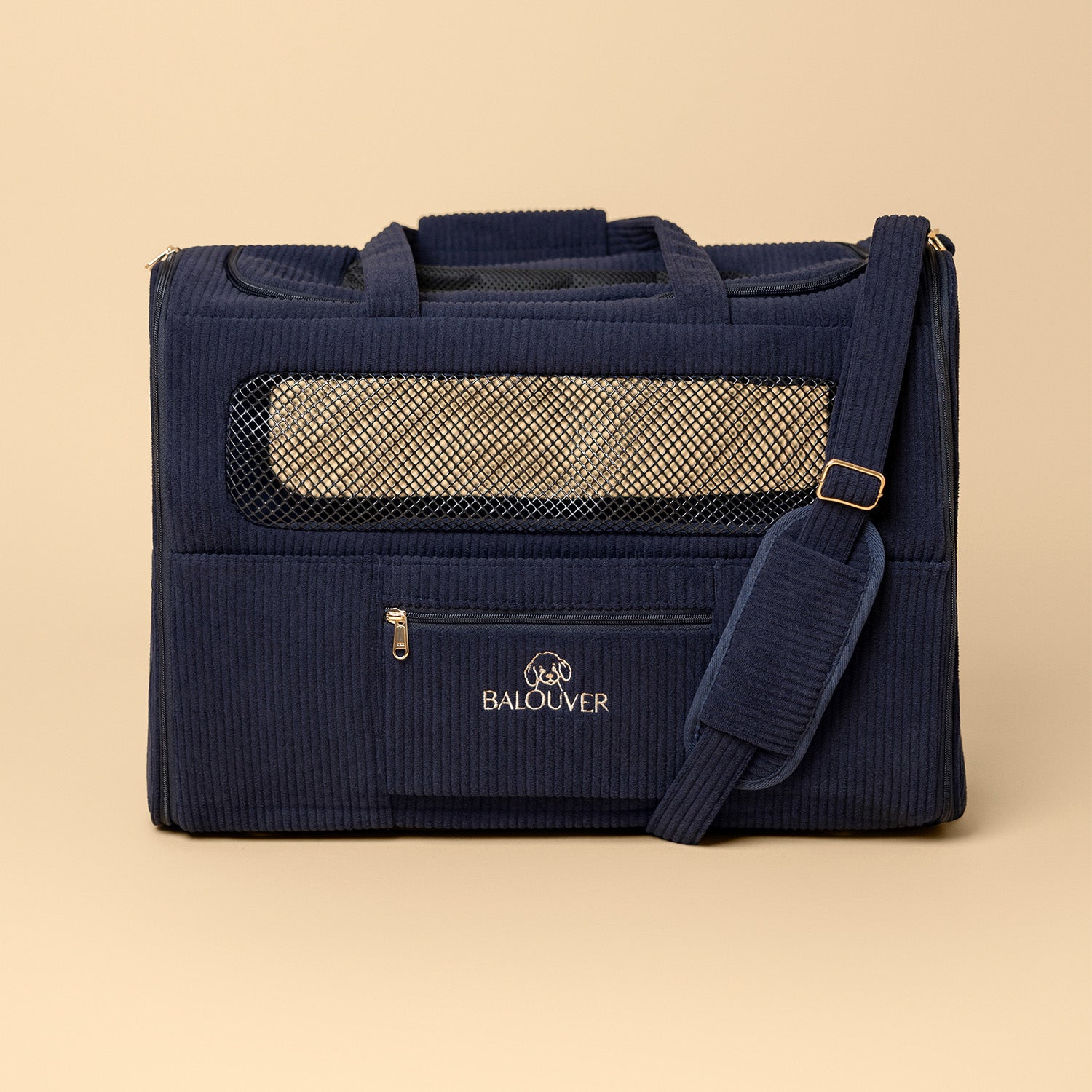 Hundetasche 55x40x23 cm von BALOUVER in Deep Sea Blue für sichere Reisen mit Haustieren