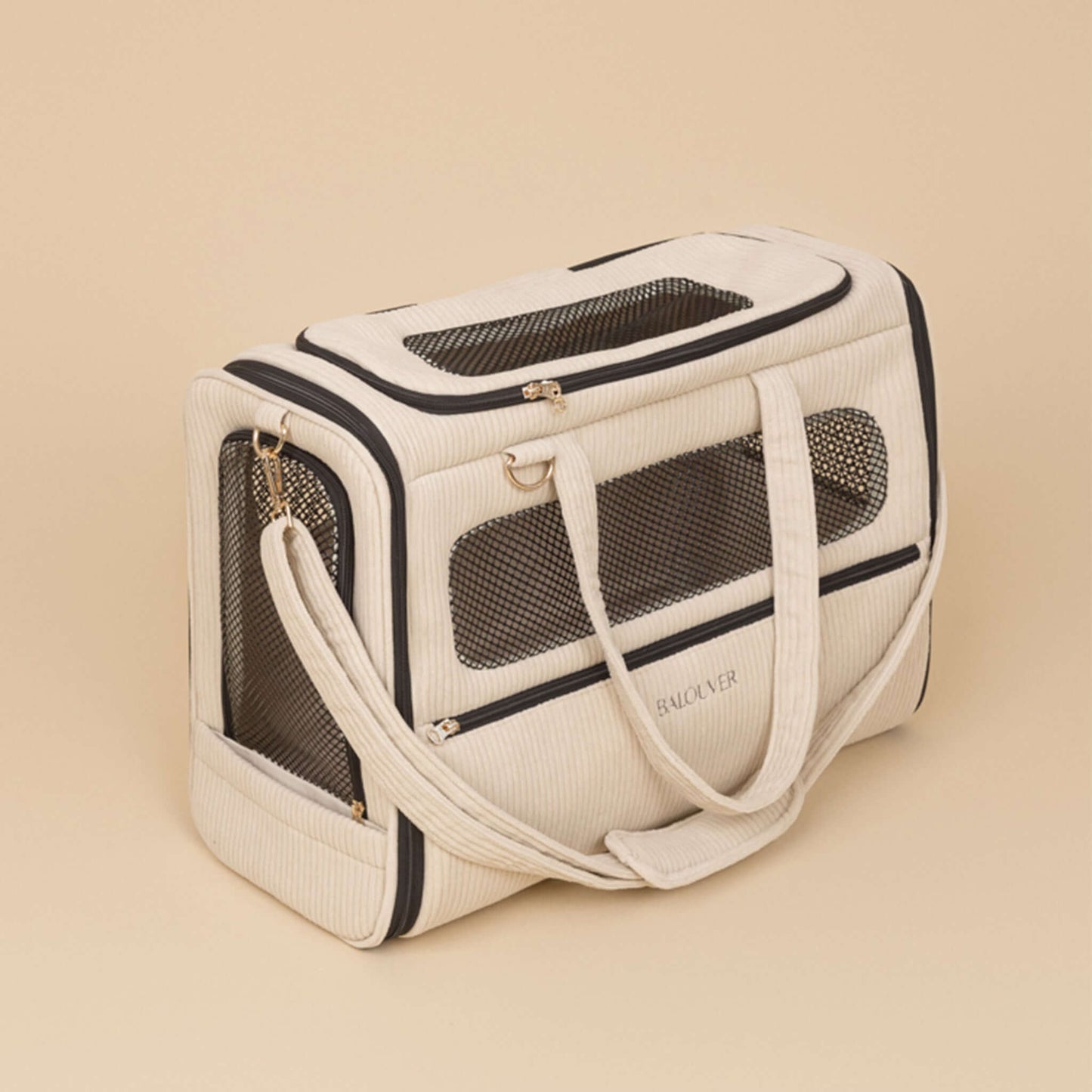 BALOUVER Hundetasche Cord Sandstone Black