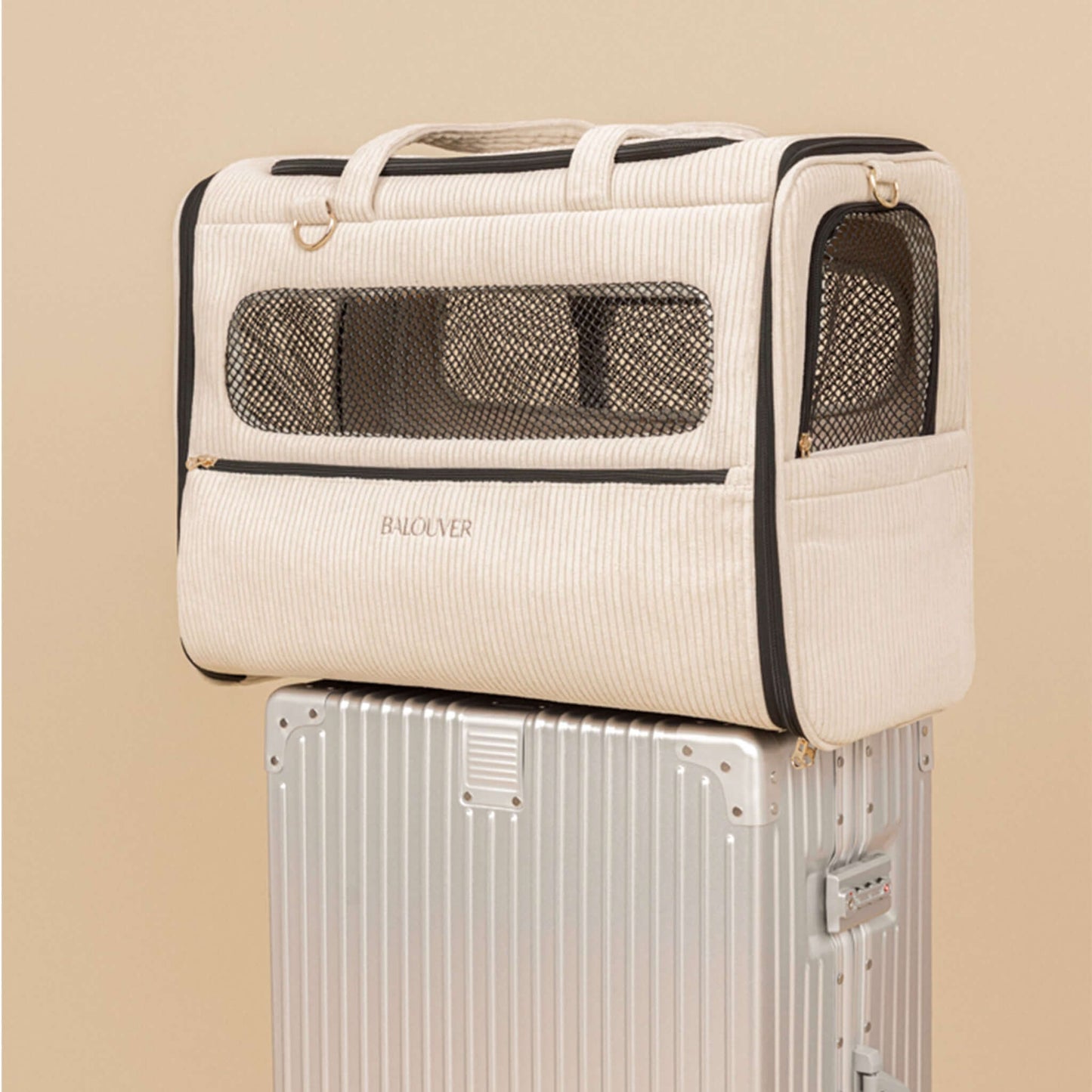 BALOUVER Hundetasche Cord Sandstone Black